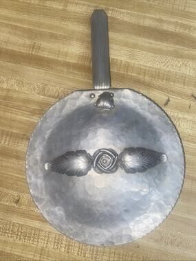 Continental Hand Wrought Aluminum Silent Butler Crumb Catcher Floral Lid MCM